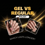 Comparison of gel and regular manicured nails asking which lasts longer.