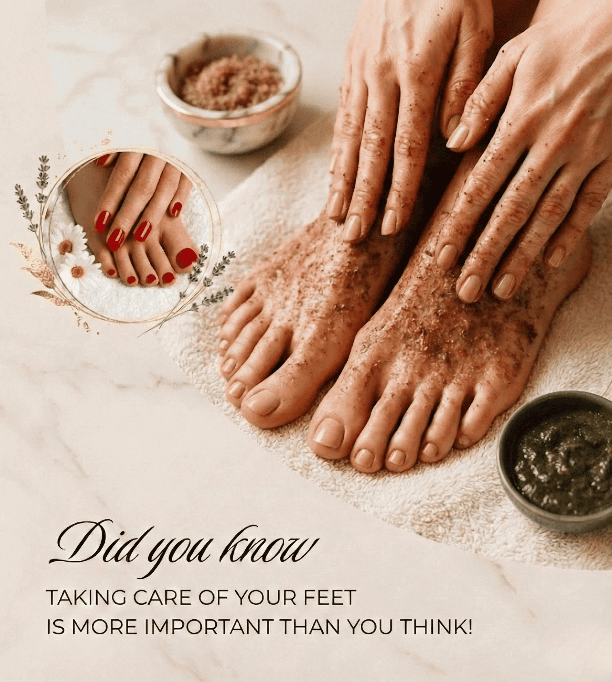 Groomed feet illustrating the importance of foot care in beauty.